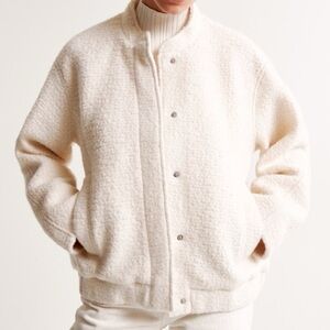 NWT Abercrombie & Fitch Cream Teddy Bomber Jacket